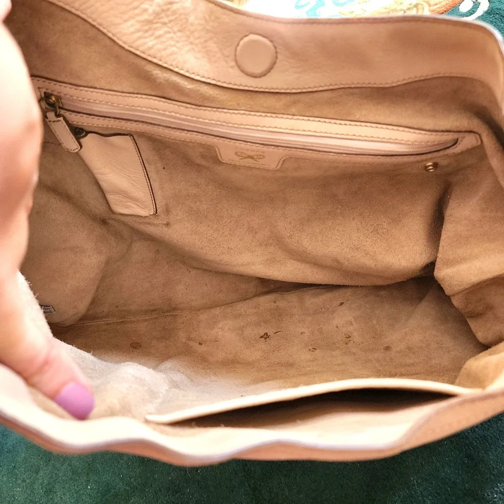 Anya Hindmarch Cooper Beige Leather Hobo Shoulder‎ Bag Luxury Designer Purse
